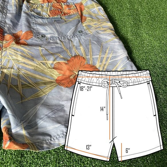 San N Sun Quick Dry Hawaiian Floral Swimwear Swim Board Short Trunks Size L - Picture 15 of 15